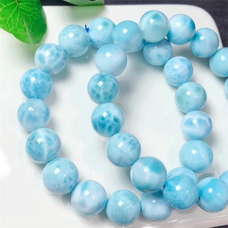 

Natural Larimar Bracelet String Charms Strand Exquisite Jewelry Gift Healing Crystal Energy Gift 1pcs 10/12/13/15MM