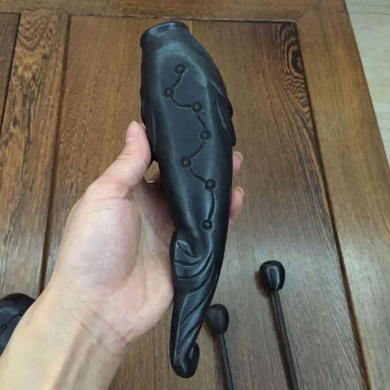 

1Pc Taoist Handheld Wooden Fish Natural Buffalo Horns Wooden Fish Home Handmade Decorations Buddhist Musical Instruments