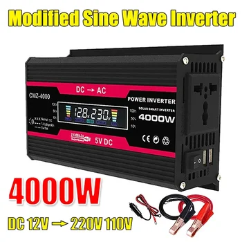 4000W Modified Sine Wave อินเวอร์เตอร์2USB Universal ซ็อกเก็ตอัจฉริยะจอแสดงผล LCD 4.2A Fast Charging หม้อแปลงแรงดันไฟฟ้า 1