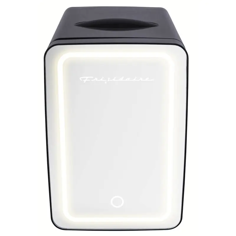 Stylish 9-Can Mini Beauty Lighted Mirror Fridge in Sleek Black Design цена и фото