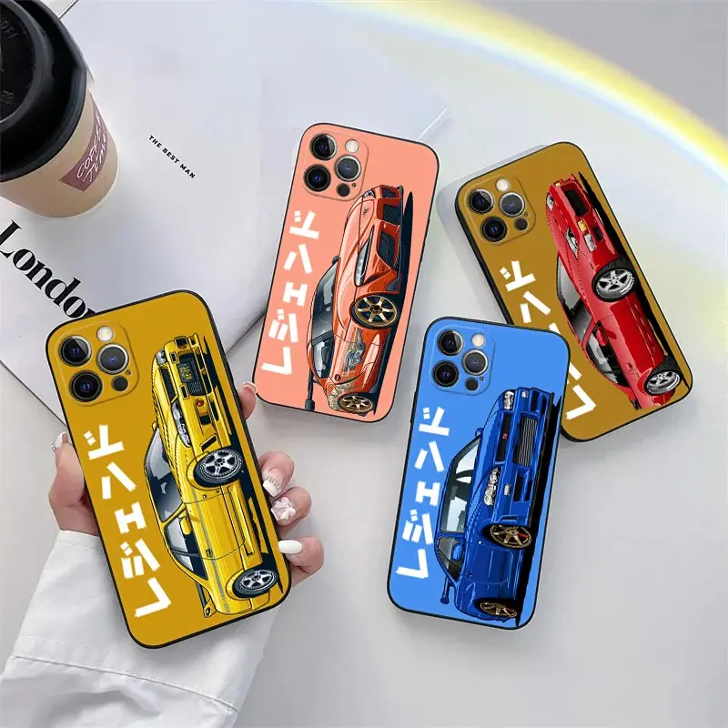 

Male Men JDM GTR Cartoon Sports Car Phone Case for iPhone 11 15 Pro Max Case 14 Plus 13 Pro 12 11 X XS XR 7 8 SE 2020 Soft Cover