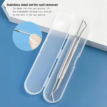Spingipelle in acciaio inossidabile: detergente per scanalature per unghie a doppia estremità e rimozione calli, strumenti professionali per pedicure per uso domestico e in viaggio 1