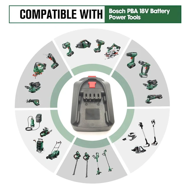 For Ridgid & AEG 18V Li-ion Battery To For Bosch PBA Li-ion