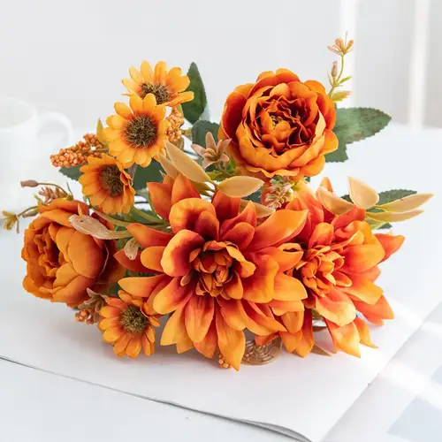 Artificial Flowers Silk Dahlia Rose daisy Valentine's Home RoomDecoration Bonsai Room Wedding Bridal Bouquet Party Diy Hot sales - Image 3