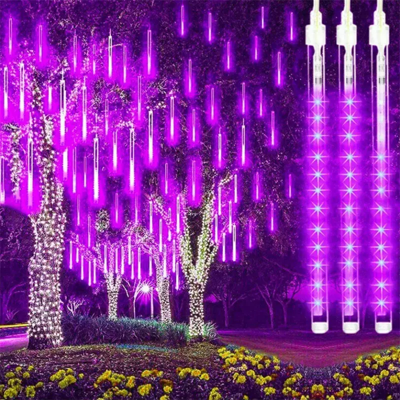 Solar Meteor Shower Lights Falling Rain Drop Fairy String Light Per La Festa Di Natale Garden Holiday Decoration Navidad Waterproof