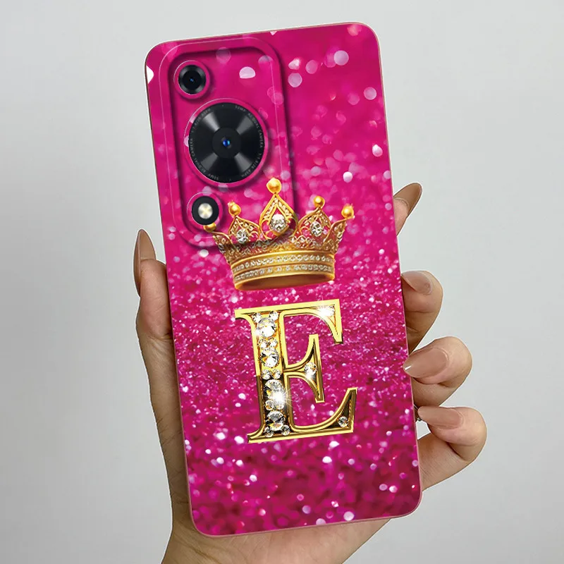 Crown Initial Letter Couple Phone Case - Soft Silicone TPU Lens Protective Casing
