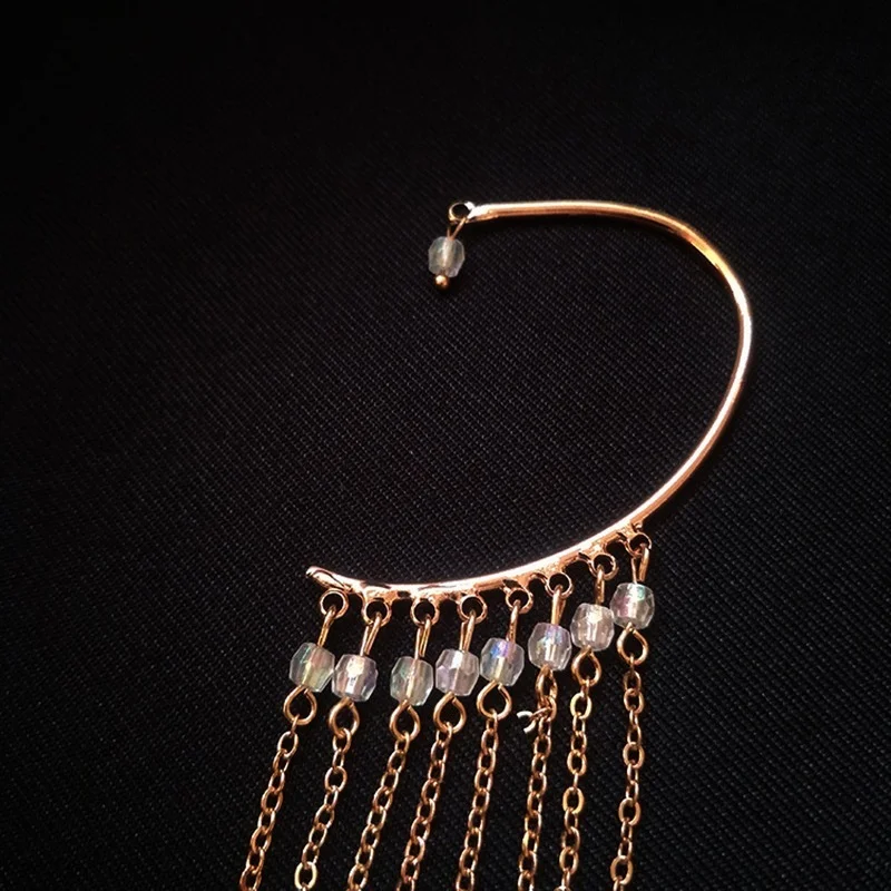Ear Clip Earrings Clip Earrings Ear Clip Ear Accessories Bohemian Colour Feather Ear Hook Clip on Earrings Without Piercing Women Accessories Long Tassels Cuff Earring Jewelry