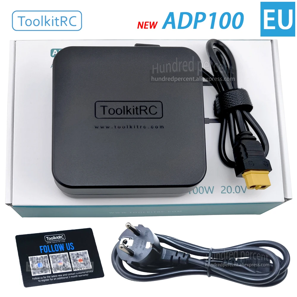 업데이트된 ToolkitRC ADP100 20V 5A 100W 전원 어댑터 충전기 XT60 (M6D, M7, M6DAC V2, M8P, M4P, ISDT Q8, Q6, GT Power, Hota, HTRC, 