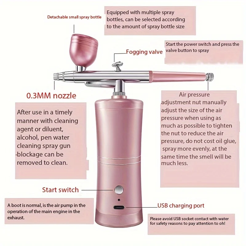 Airbrush Nails with Compressor Portable Airbrush For Nails Art Paint Craft Cake Decoration Nano Steam Gun Spray Compressor airbrush nail