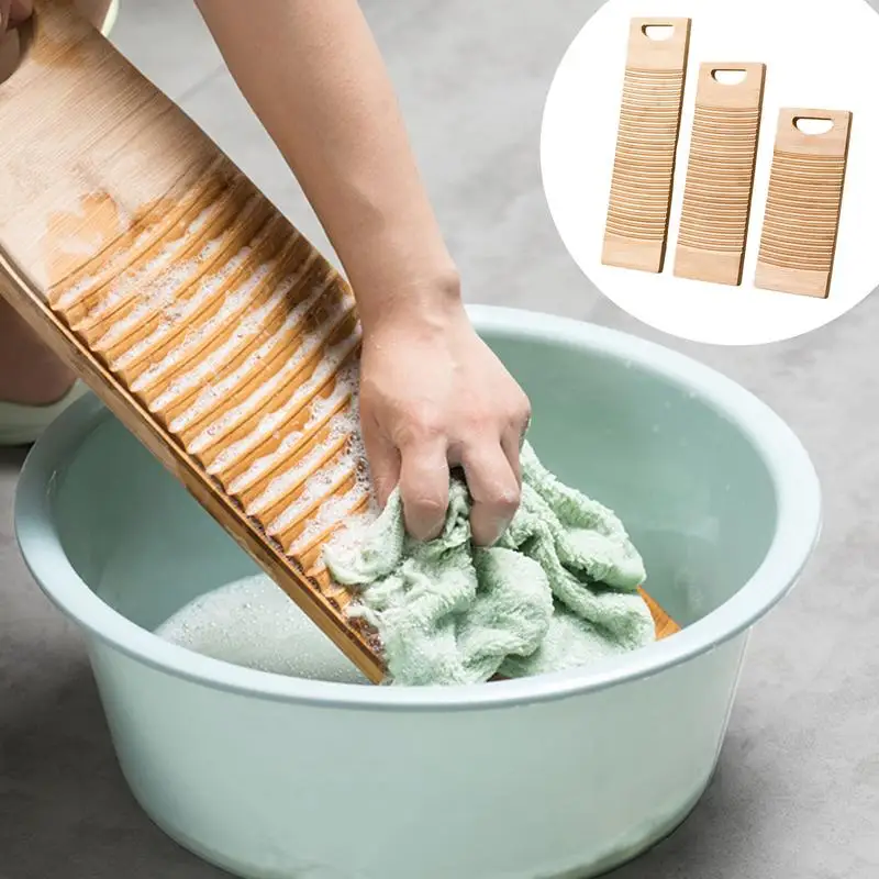 Washing Clothes Washboard Bamboo Wood Laundry Washboard For Laundry Non-slip Wood Board For Home School Washing Clothes By Hand