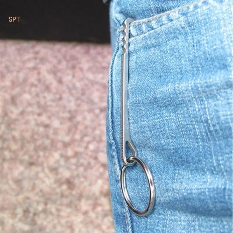 2pcs Keychain Pocket Clip Key Rings Belt Clip Stainless Steel Hanging Buckle Lightweight Keychain Hook Key Rings Holder 714F