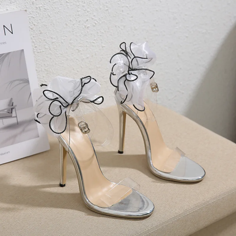 

Сандалии женские прозрачные с бантом, босоножки на тонком высоком каблуке, вечернее платье, универсальная модная обувь, одна линия, лето