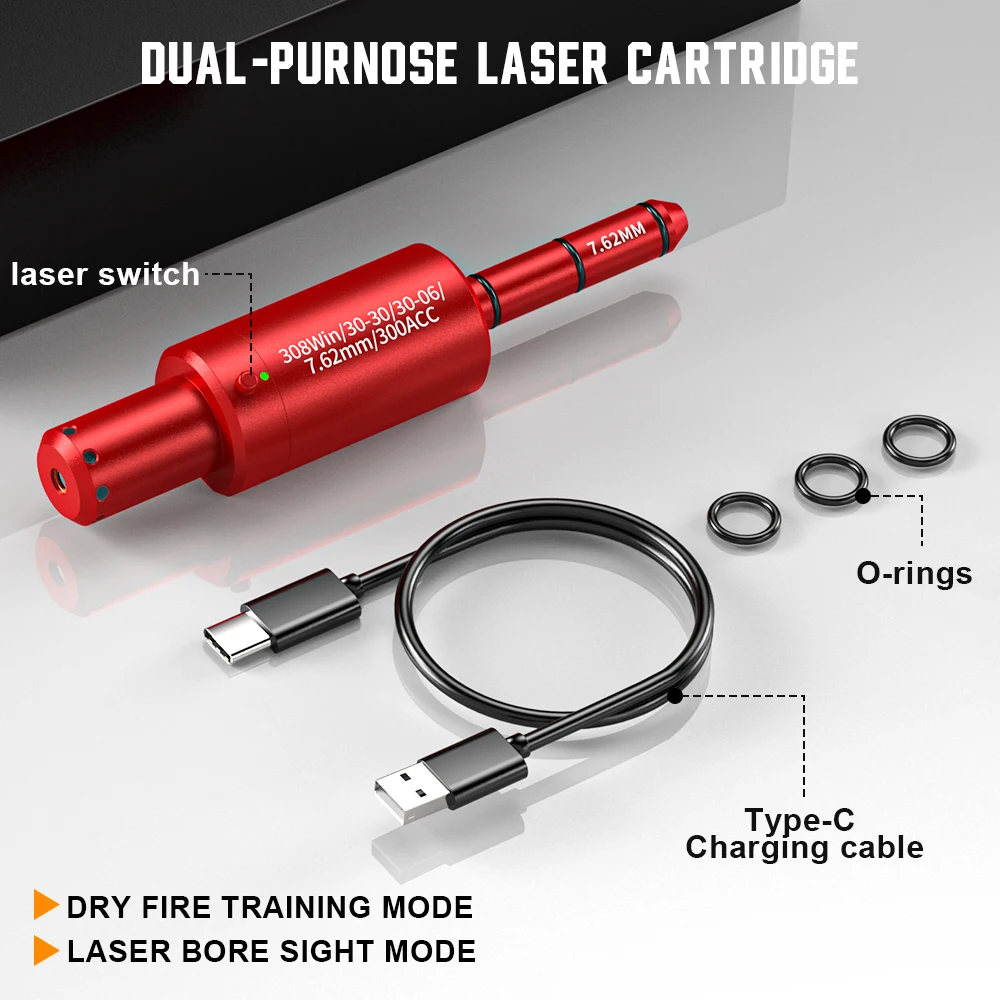 7.62 Dual-Purpose Magnetic Suction Laser Training Bullet Red Dot Dry Powder Laser Training Ammunition Gun Practice