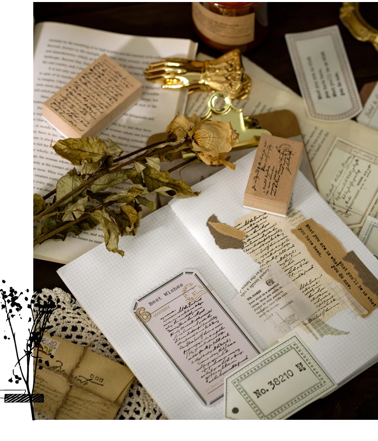 Yoofun Vintage Meet Englischer Einzelstempel DIY Holzgummidichtung für Scrapbooking Briefpapier Tagebuch Journal Standardstempel – Detail 8