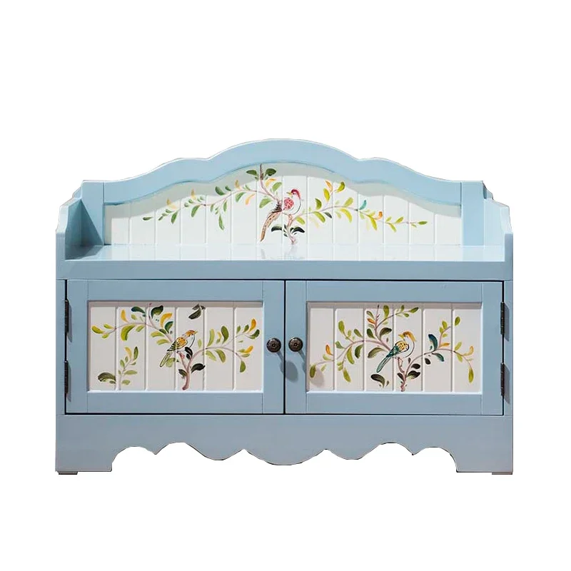 

European-Style Painted Hallway Shoe Changing Stool Shoe Cabinet Stool