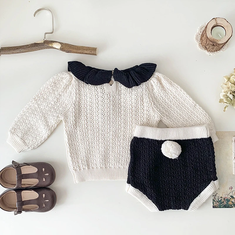 Baby Girl Clothes Sets Autumn Knitted Sweater Bloomers Shorts