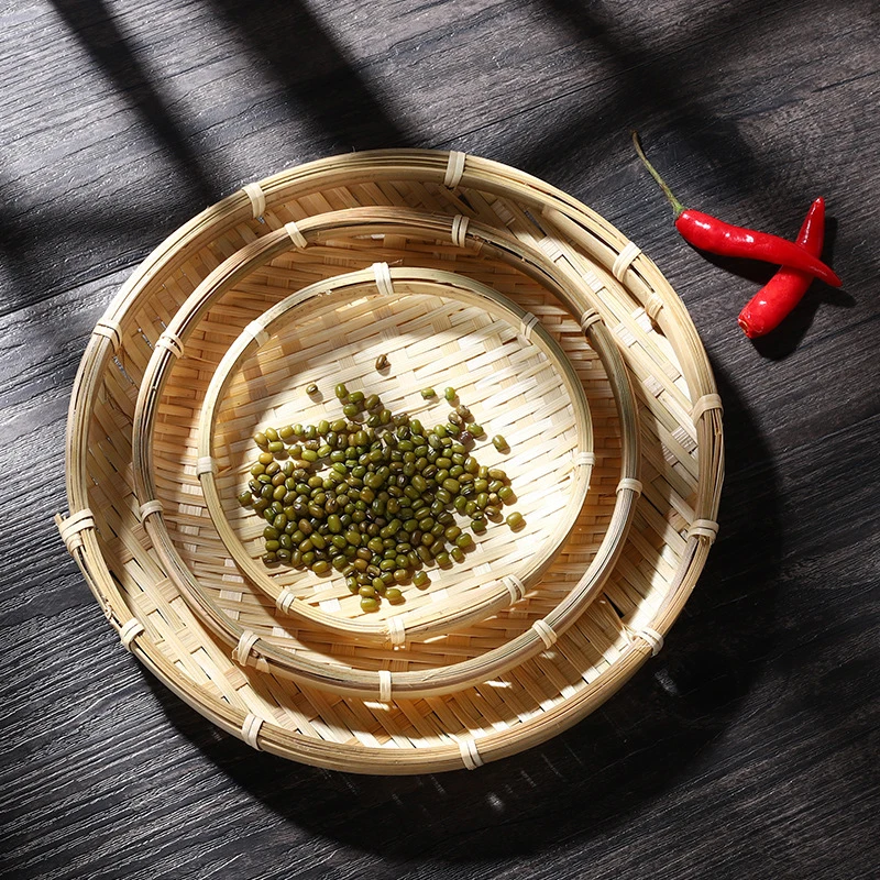 Bamboo Woven Dustpan Storage Basket Bamboo Product Basket Storage Basket Wash Vegetables Drain Water To Rice Basket Fruit Basket 4