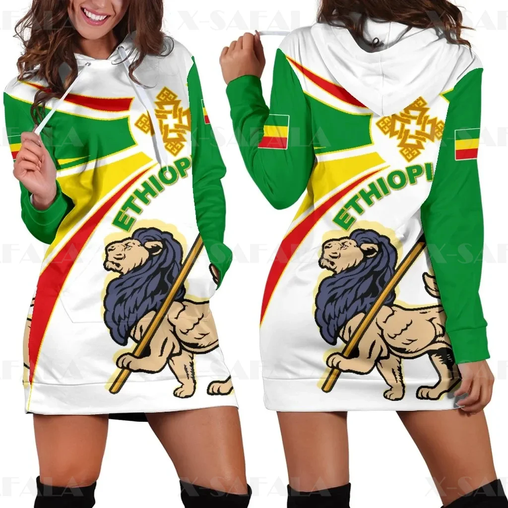 

Ethiopia County Africa Tribe Lion Harajuku Novelty 3D Print Autumn Hoodies Dress Women Casual Wear Long Sleeve Hooded Dress-6