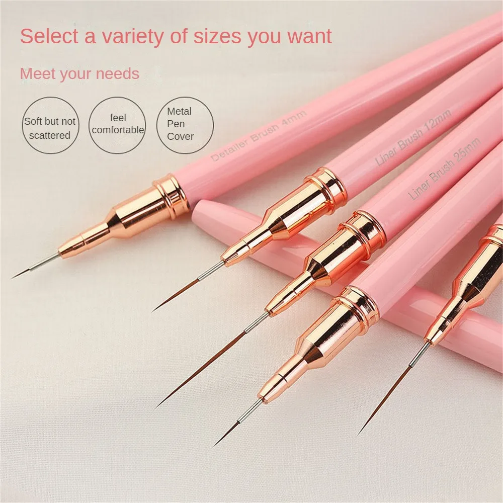 2/3PCS Nail Brush With Cover Round Head Multi Purpose Nail Drawing Pen Set Smooth Soft Tool Stylus Wire Brush Set