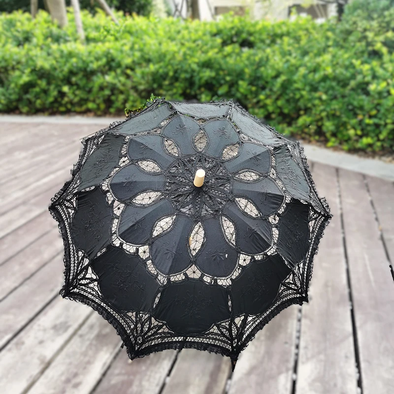 Bridal Lace Parasol Set Victorian Embroidery Flower Battenburg Lace Parasol With Lace Decoration Party Bridal Shower Photo Prop Bride Umbrella Gifts