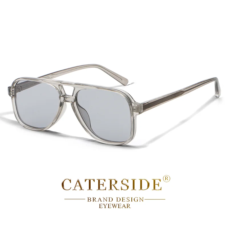 CATERSIDE Modische Herren-Sonnenbrille mit Flachem Oberteil und Doppelbrücke, Damen-Sonnenbrille im Schlichten Sommerstil für Angeln und Outdoor-Aktivitäten – Detail 8