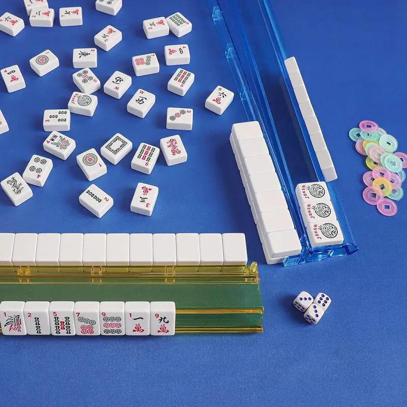 Mahjong Tile Pushers Clear Multicolor Mahjong Pushers Racks Set Of 4 Acrylic Storage Organizer Board Game Accessories Mah Jongg