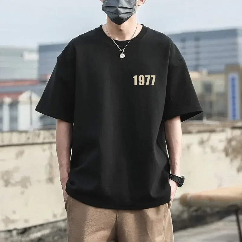 1977 Men Women Cotton Tshirts Retro Streetwear Short Sleeve 260g Printed