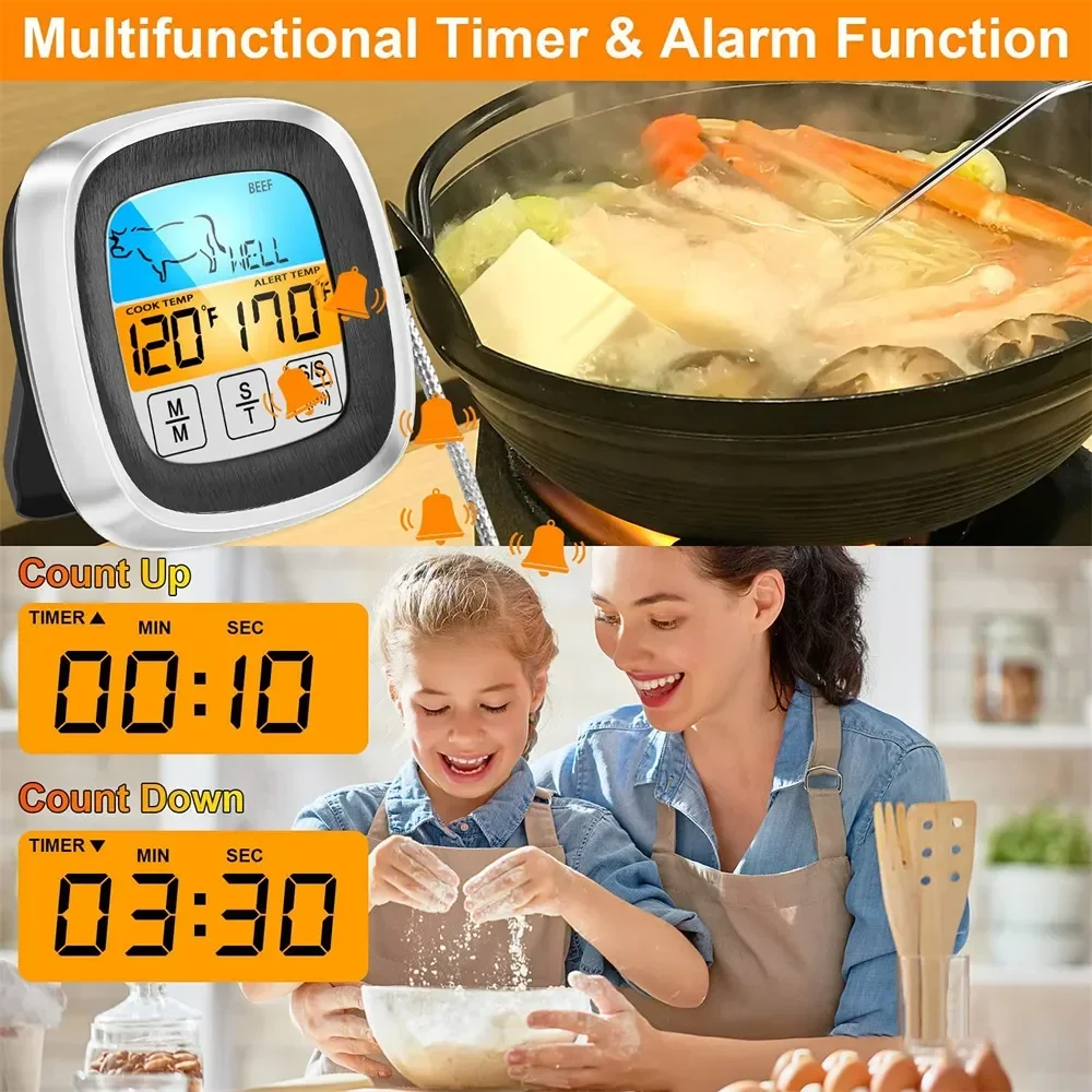 Description Picture 4 of itemDigital Kitchen Thermometer Probe Touch Screen BBQ Meat Beef Food Temperature Measure Tool Steak BBQ Timer Cooking Tools