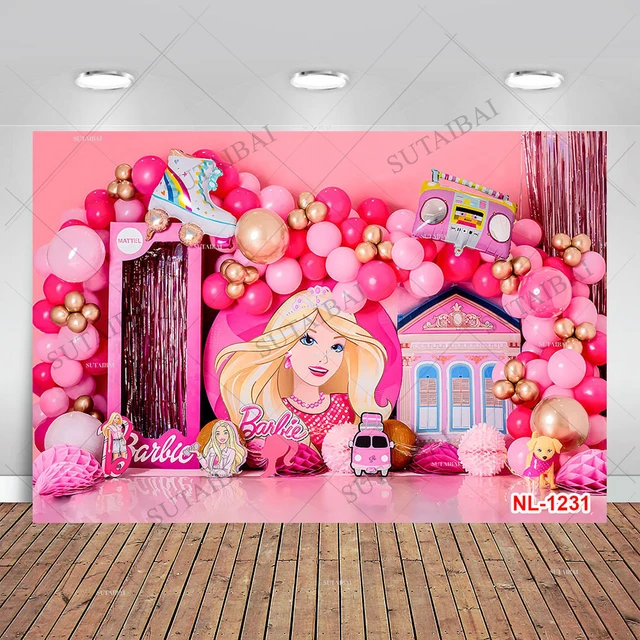 Fondali rosa per le decorazioni della festa di compleanno di Barbie  forniture Barbie Baby Shower Photo Background per la festa di compleanno  della ragazza - AliExpress