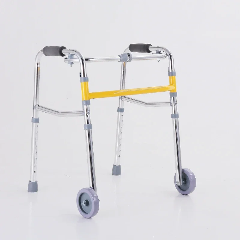 Children's Aluminum Walker Lower Limb Rehabilitation Walker with Wheels Adjustable Training Standing Frame Easy Folding Walker 5