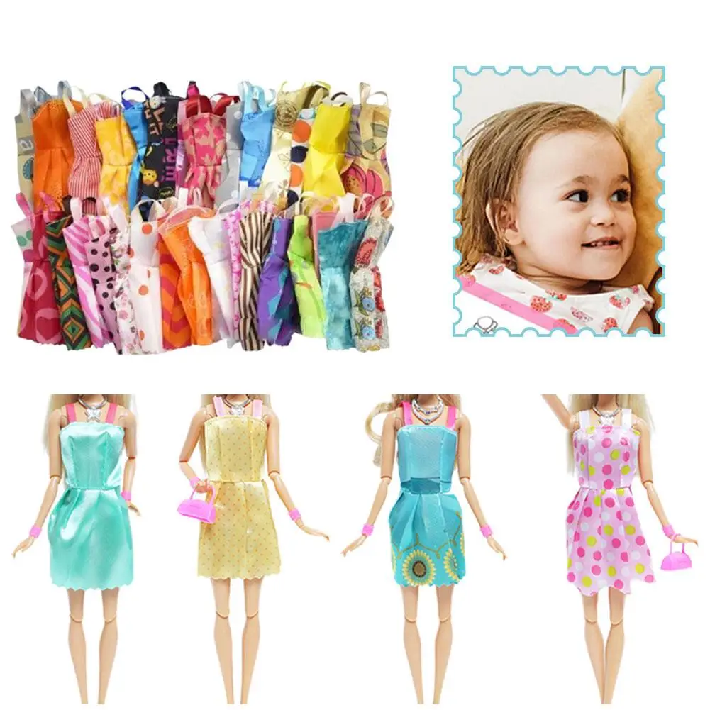 Random 10Set Doll Accessories For Bariess Shoes Boots Mini Dress Handbags Crown Hangers Glasses Doll Clothes Kids Toys 11.5-12''