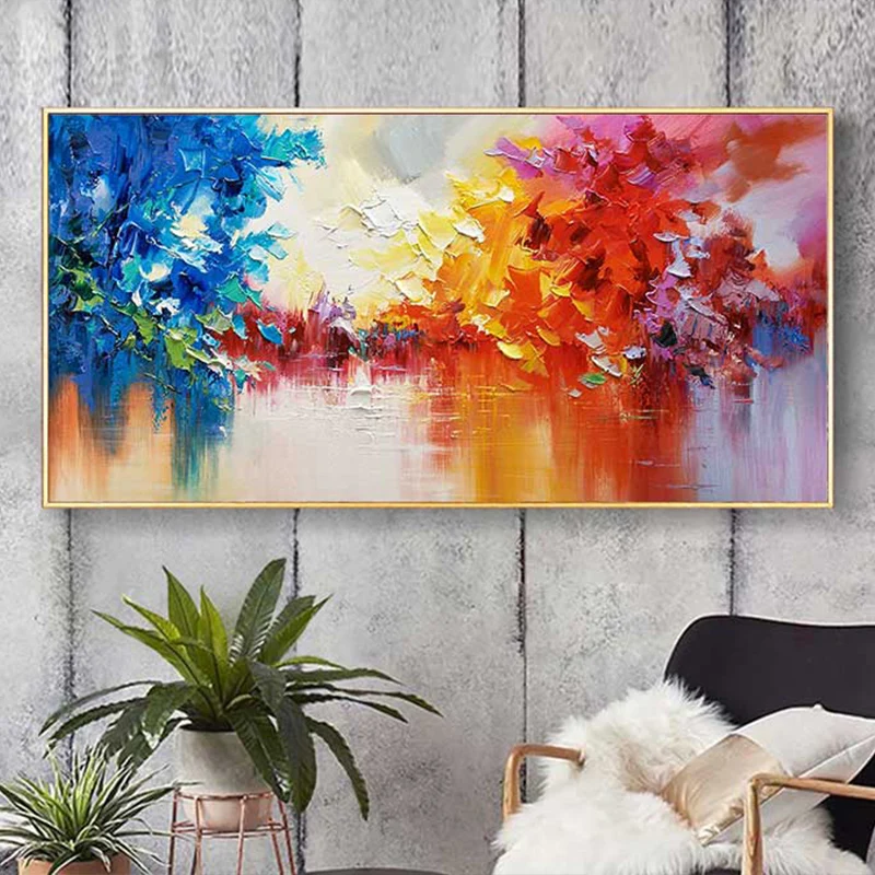 

OQ 100% Handmade Abstract Knife Landscape Oil Painting On Canvas Living Room Sofa Home Decor Wall Art Picture Mural Unframed