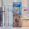 DIY Book Nook Wooden Miniature Model Kit Balloon Town Famous Movie Casa Bookend Assembled 3D Puzzle Bookshelf Home Decor Gifts 4