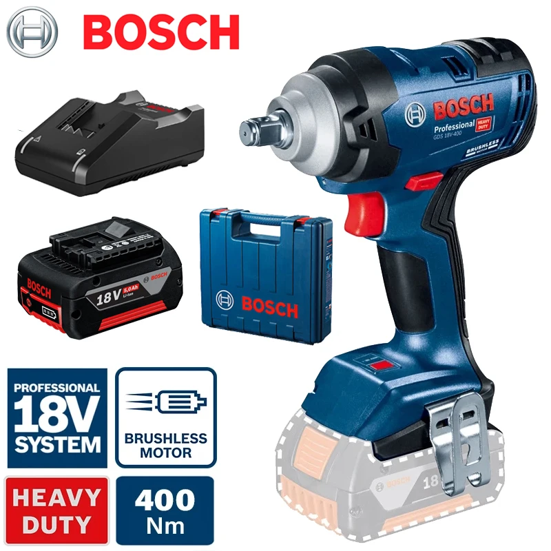 Гайковерт ударный BOSCH GDS 18V-400, электрическая отвертка без щеток, 18 в, 400 нм