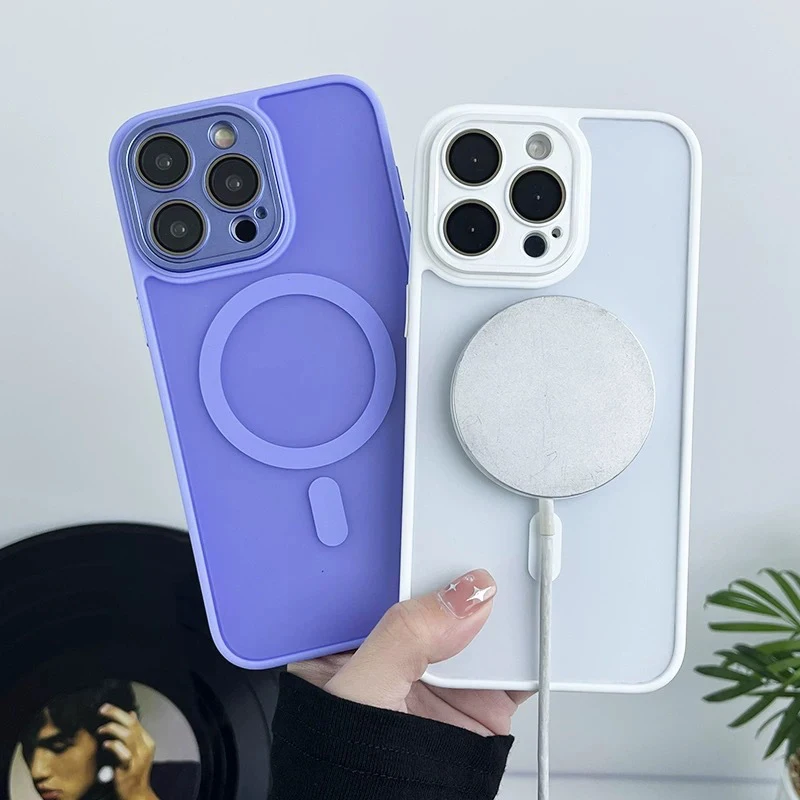 Luxury Matte Translucent Shockproof Magnetic Wireless Charging Case
