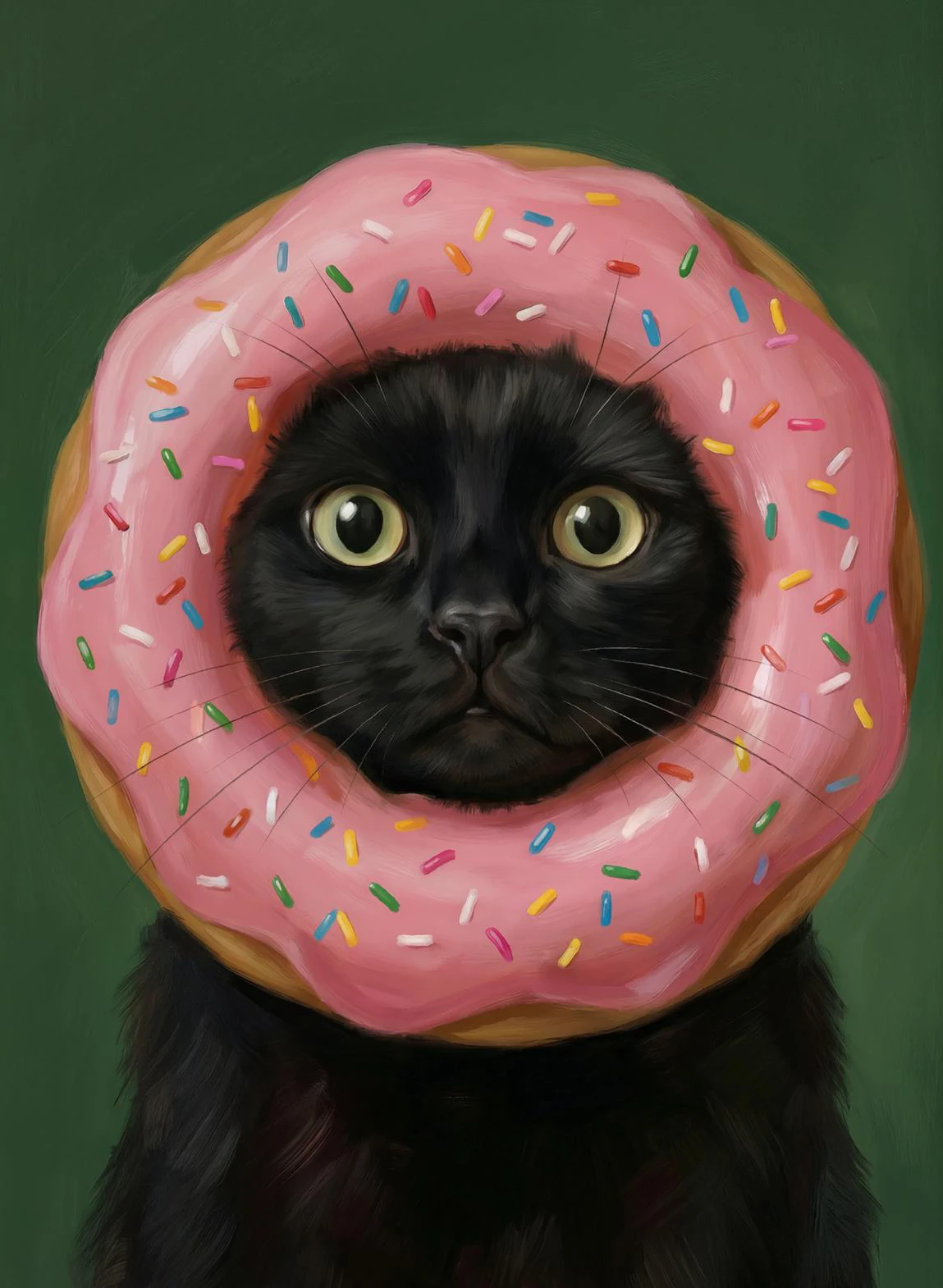 Charming Black Cat & Desserts Art Canvas