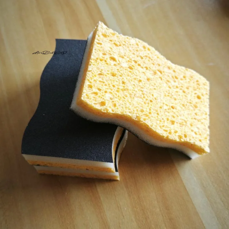 2/6/12Pcs Wood Pulp Cotton Cleaning Sponge Double Sided Dish Washing Scrubber Pad Eco-Friendly Scrubbing Sponge for Kitchen