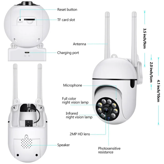 5MP Wifi IP Camera Outdoor 4X Digital Zoom Wireless Security Surveillance Camera AI Human Tracking Two-way Audio Night Color Cam - Image 6