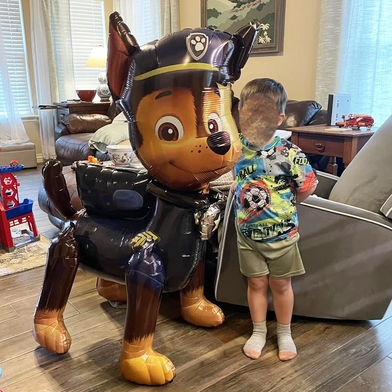 45 Zoll Riesiger Stehender Paw Patrol Ballon Cartoon Chase Folienballon für Kinder Jungen Geburtstagsparty Deko Paw Patrol Themen-Zubehör