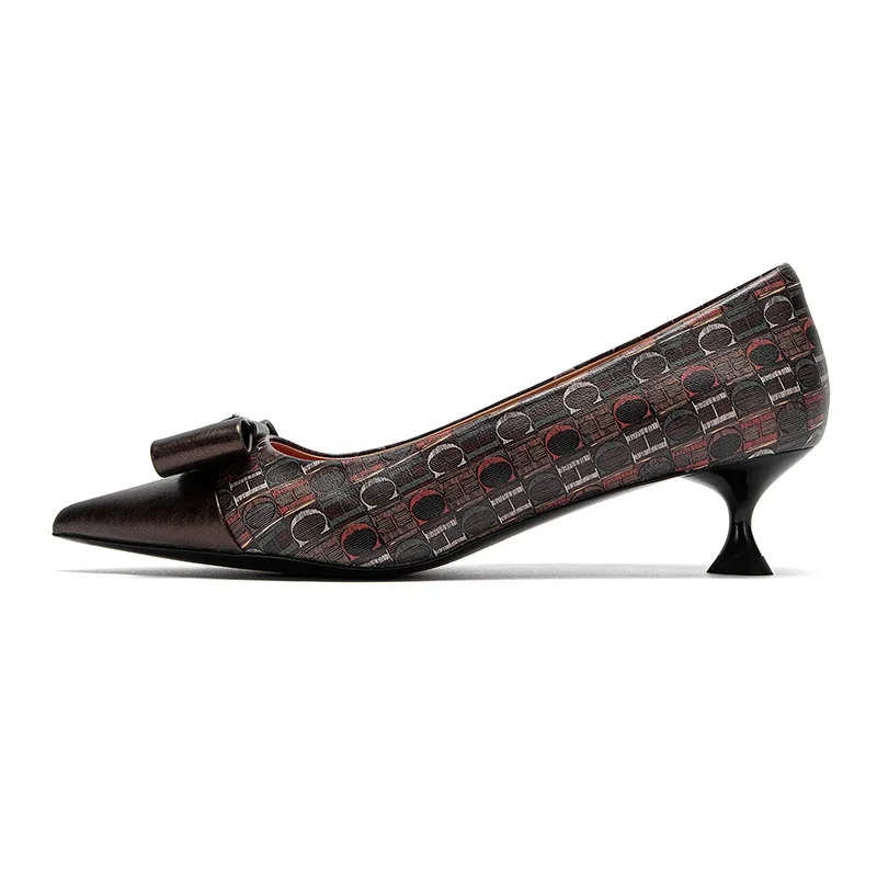 High-Heeled Shoes Elegant Fashion Female Commuting Low Heeled Shoes British Style Patchwork Design Lady Pointed Shoes 6