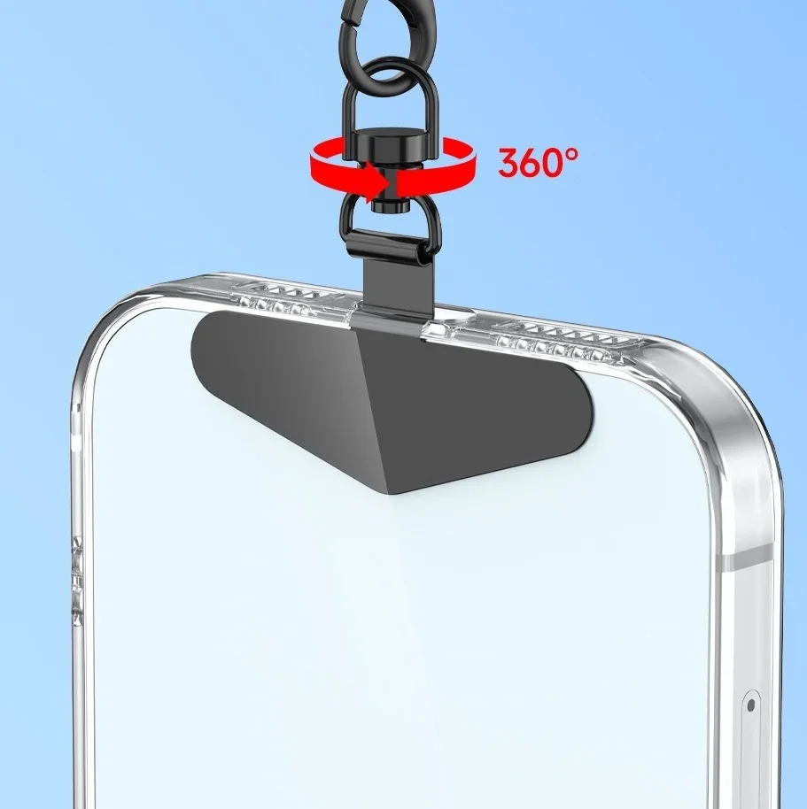 Metal Phone Lanyard Patch Clip - Ultra Thin & Rotatable Steel Tether Tab