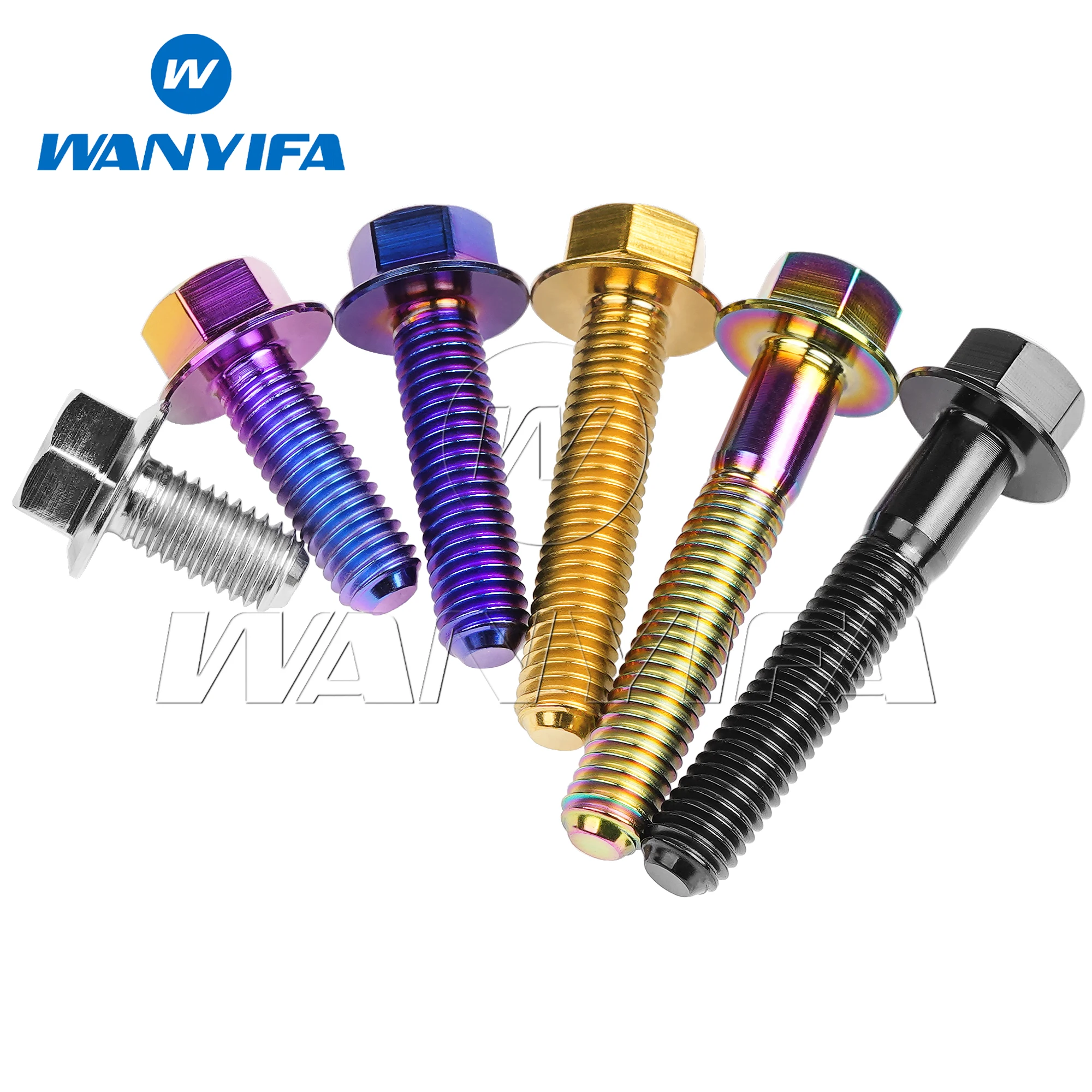 Titanium Bolts Wanyifa M5/M6x10 15 20 25 30 35 40 45 50 55 60 65 70 75 80 90 100mm Small Hex Head Flange Screw for Motorcycle