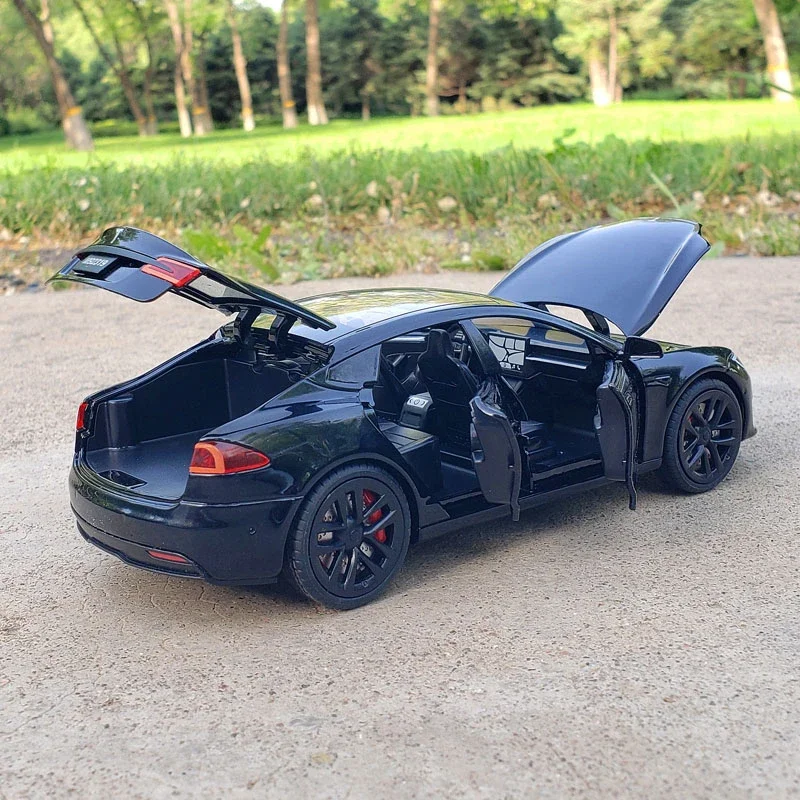 1:24 Tesla Model S Alloy Car Model Diecast Metal Toy Vehicle Car Model Simulation Collection Sound Light Kids Toy Gift C270 4