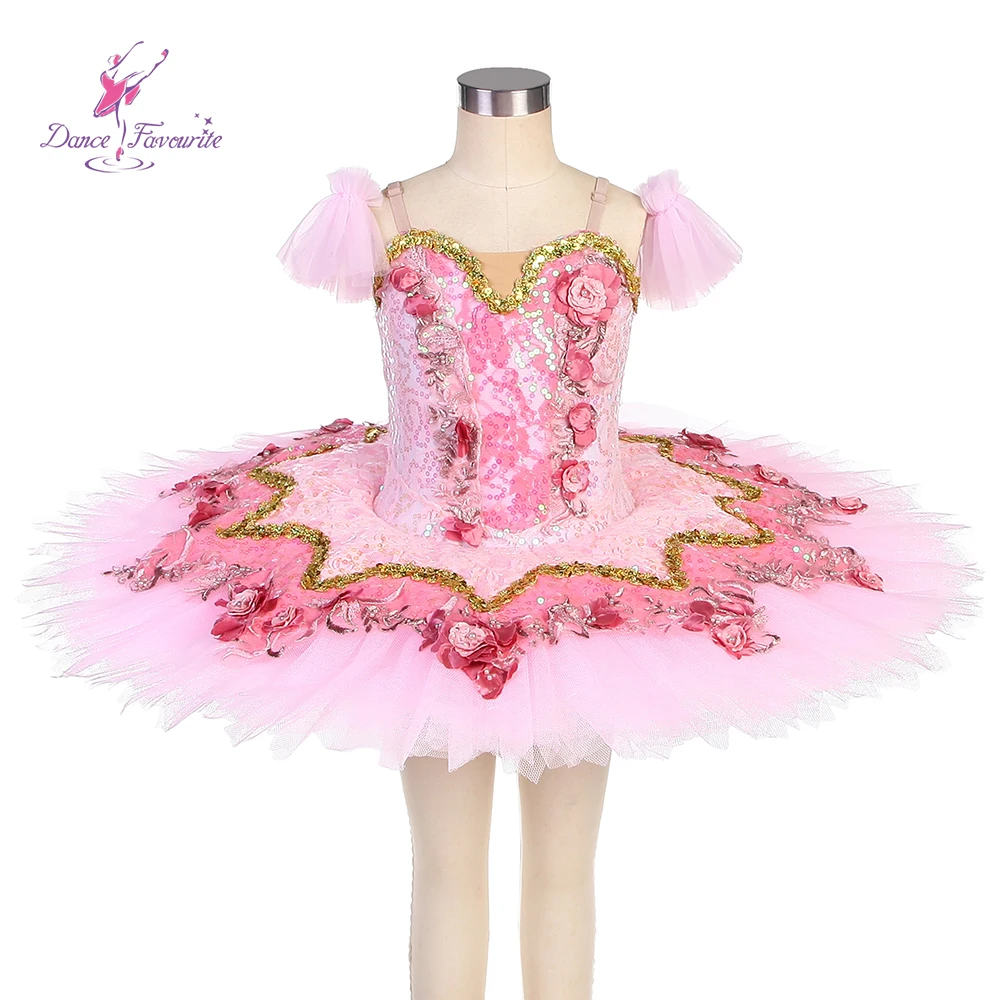 

Dance Favourite Ballet Tutus BLL525 Pink Sequin Lace Bodice With Pink Tulle Tutu Stage Performance & Competition Ballet Tutu