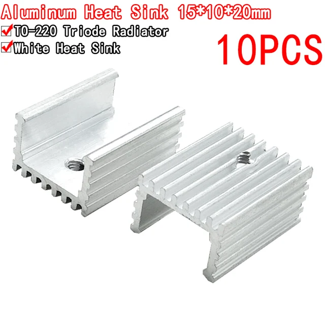 Kit 10 Dissipatori In Alluminio 20x15x11 Mm Con Viti Per Transistor TO-220