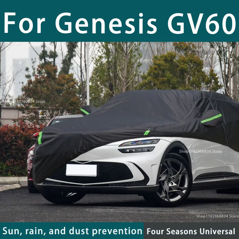 

For Genesis GV60 210T Full Car Covers Outdoor Uv Sun Protection Dust Rain Snow Protective Car Cover Auto Black Cover