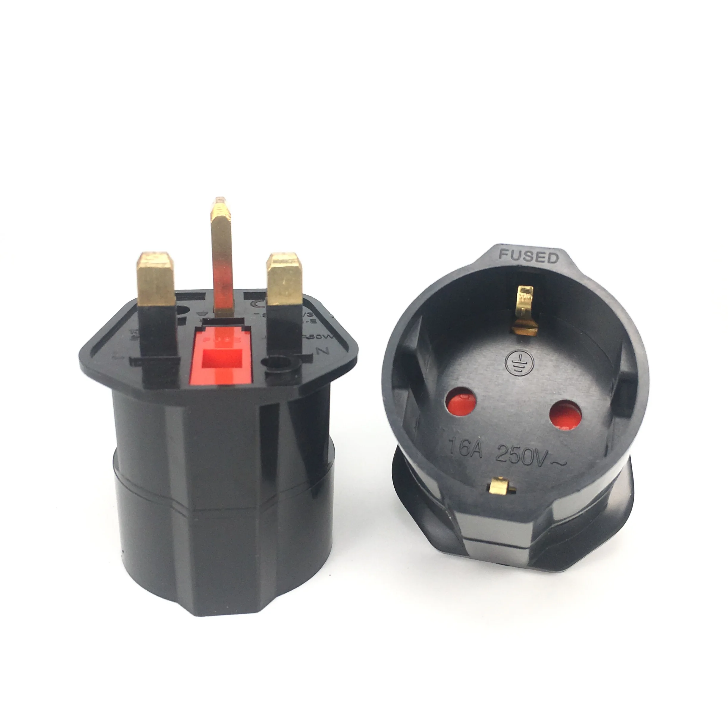 European EU To UK Plug Adapter Standard Euro Schuko 250V 2 Round Plug To UK 3 Pin Travel Power Adapter Electrical Socket Outlet,plug adapter,eu plug adapter