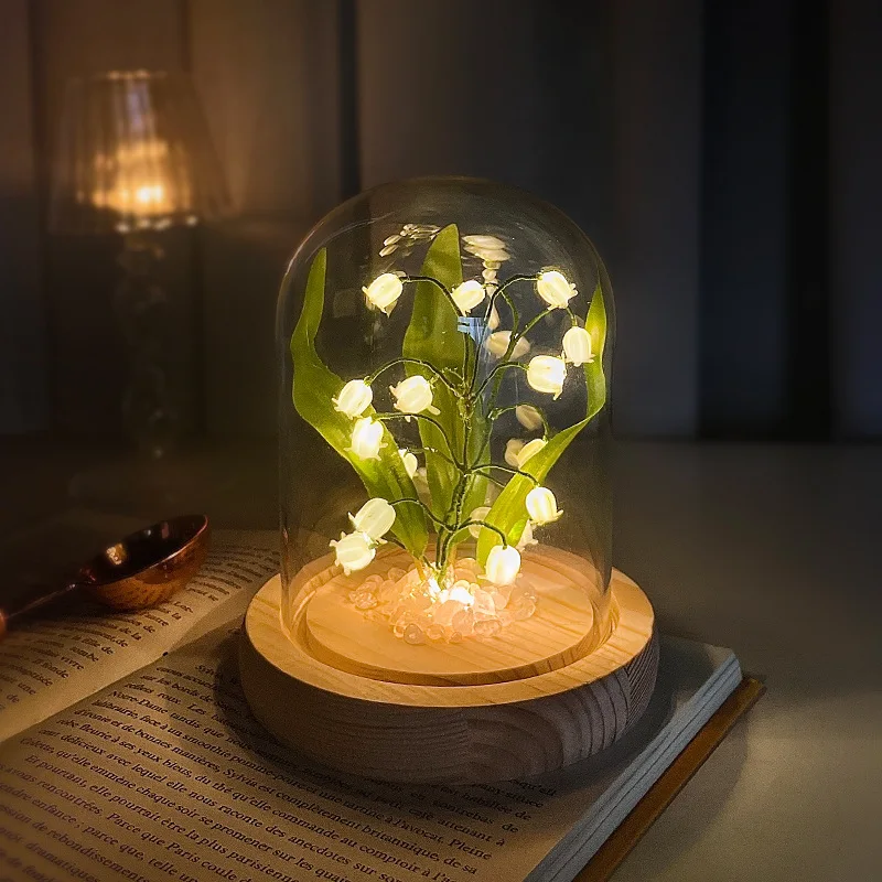 

Birthday gift choice Lily of the Valley nightlight decoration Handmade diy material bag decorated glass garden bedroom decoratio