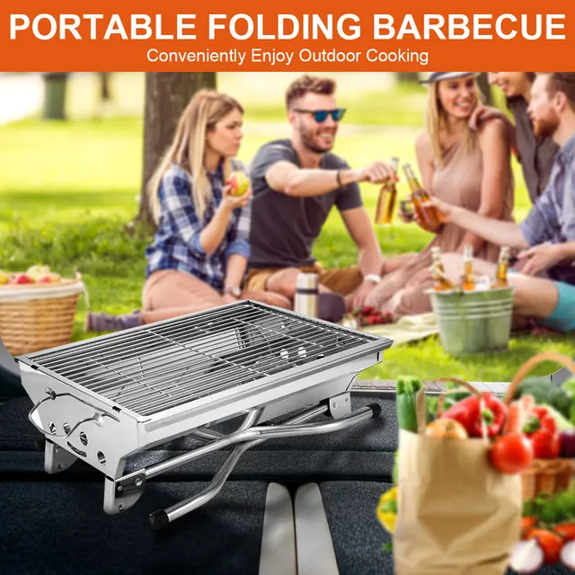Portable Barbecue Grill Stainless Steel Camping Stove with Stand Multi-Function Charcoal BBQ Grill for Outdoor Camping Picnic 3 Portable Barbecue Grill Stainless Steel Camping Stove with Stand Multi-Function Charcoal BBQ Grill for Outdoor Camping Picnic 3