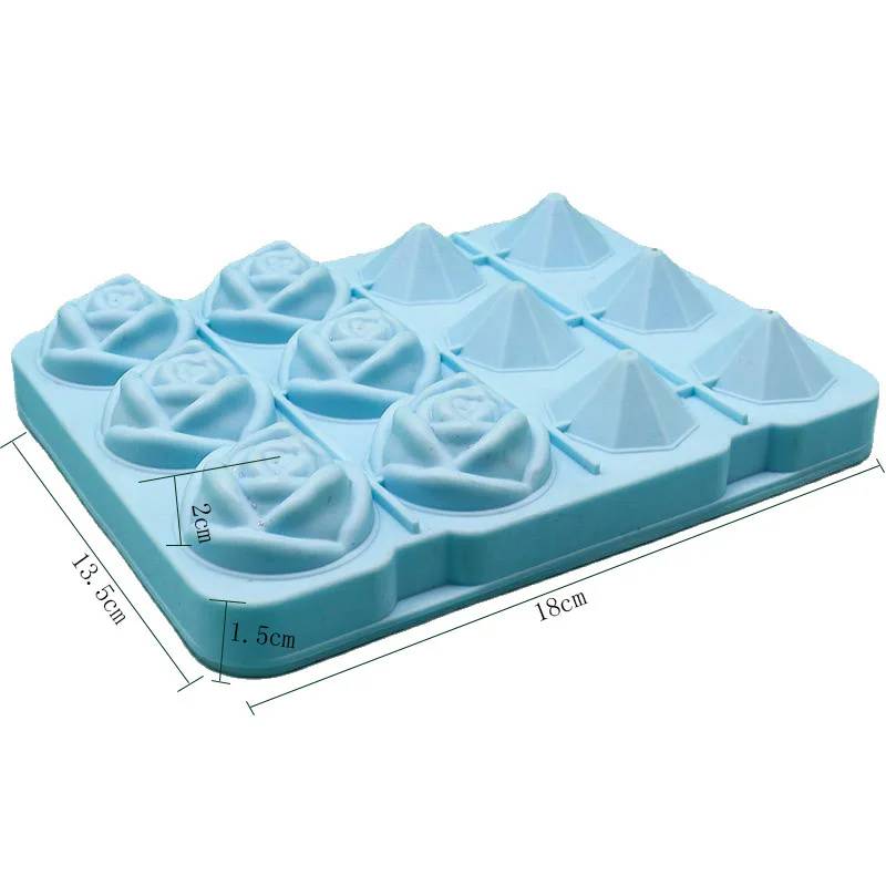 Silicone Ice Cube Tray create Square/Diamond Shaped Ice Cubes w Lid Easy  Release